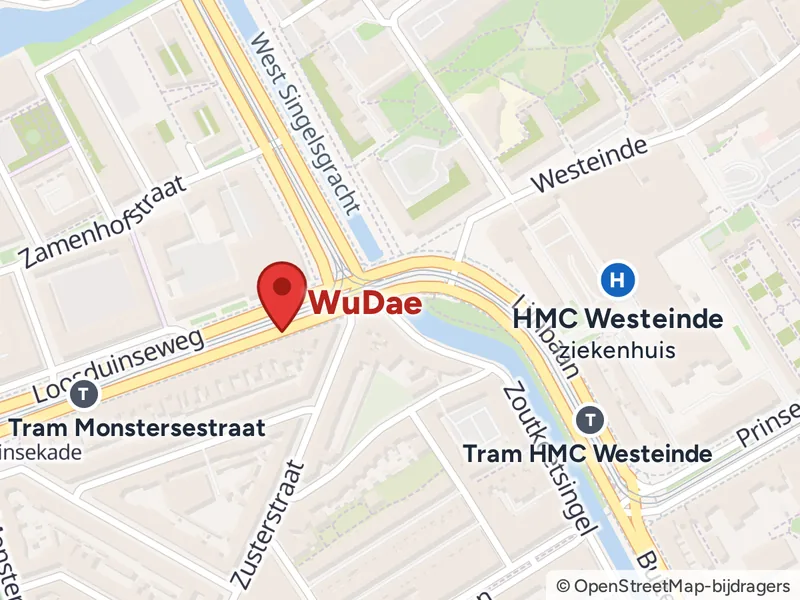 Kaart: WuDae aan de Loosduinsekade 12 in Den Haag, vlak bij ziekenhuis HMC Westeinde